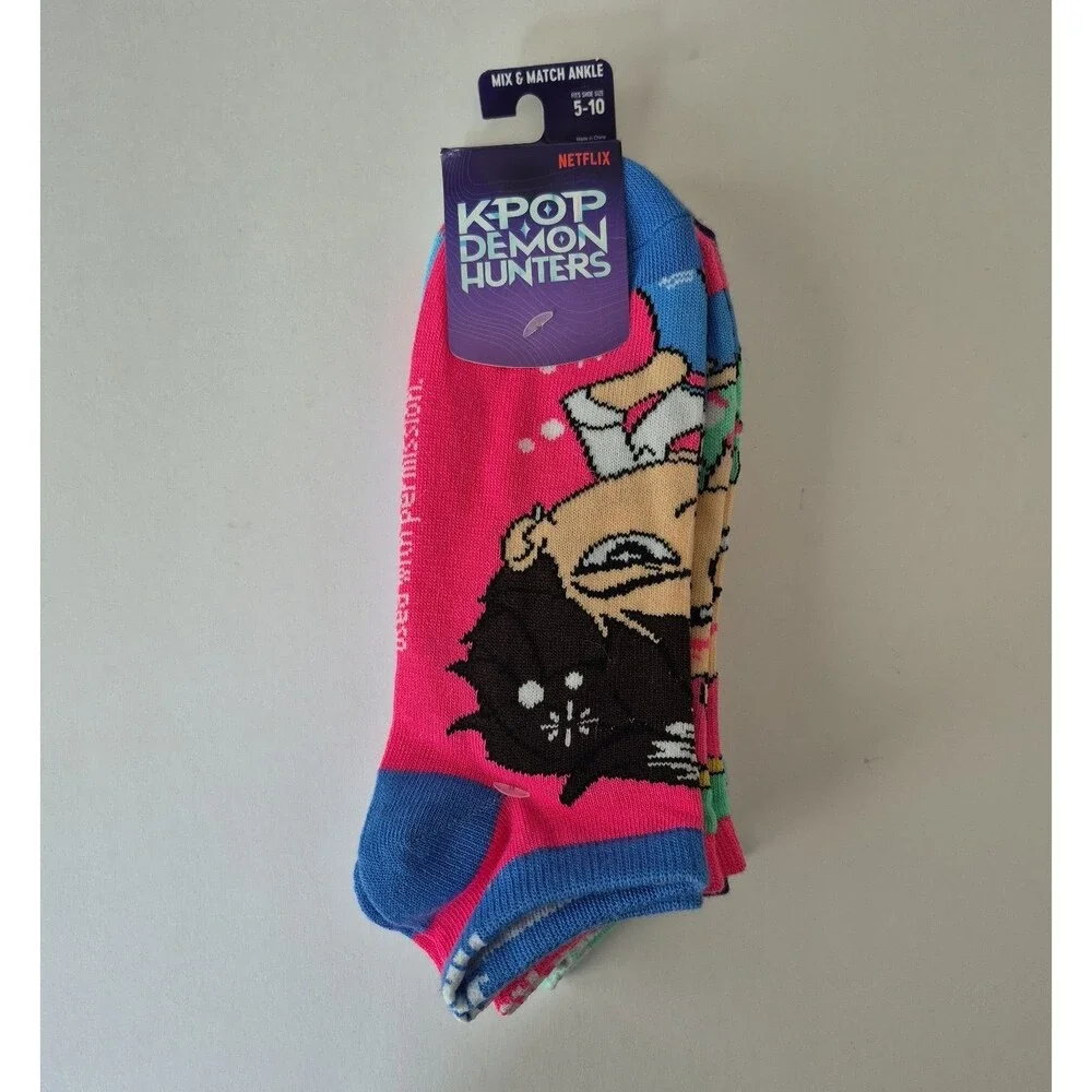 Netflix K-Pop Demon Hunters 5 PRS of Character Low Cut Crew Socks Fits Shoe 5-10